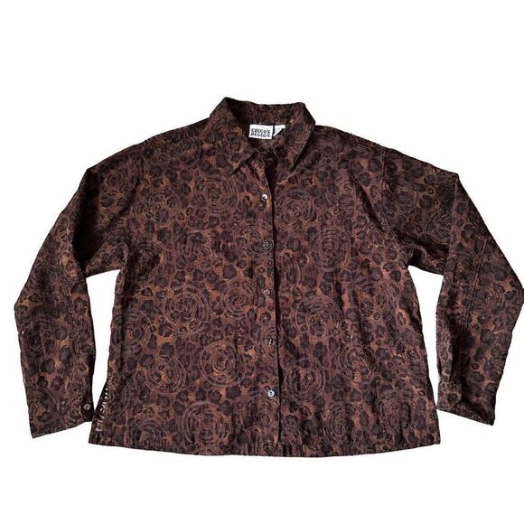 Chico’s Design leopard Print long sleeve button down blouse - Picture 1 of 7
